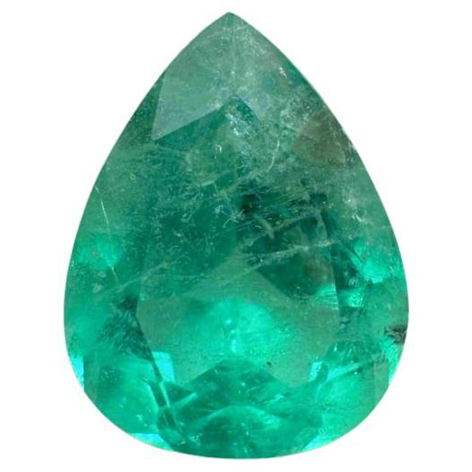 1,11ct Esmeralda colombiana verde azulada - Lágrima talla pera Gema de Nacimiento de Mayo