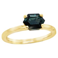 1.11ct Green Teal Sapphire Engagement Ring – Set in an elegant 18ct yellow gold