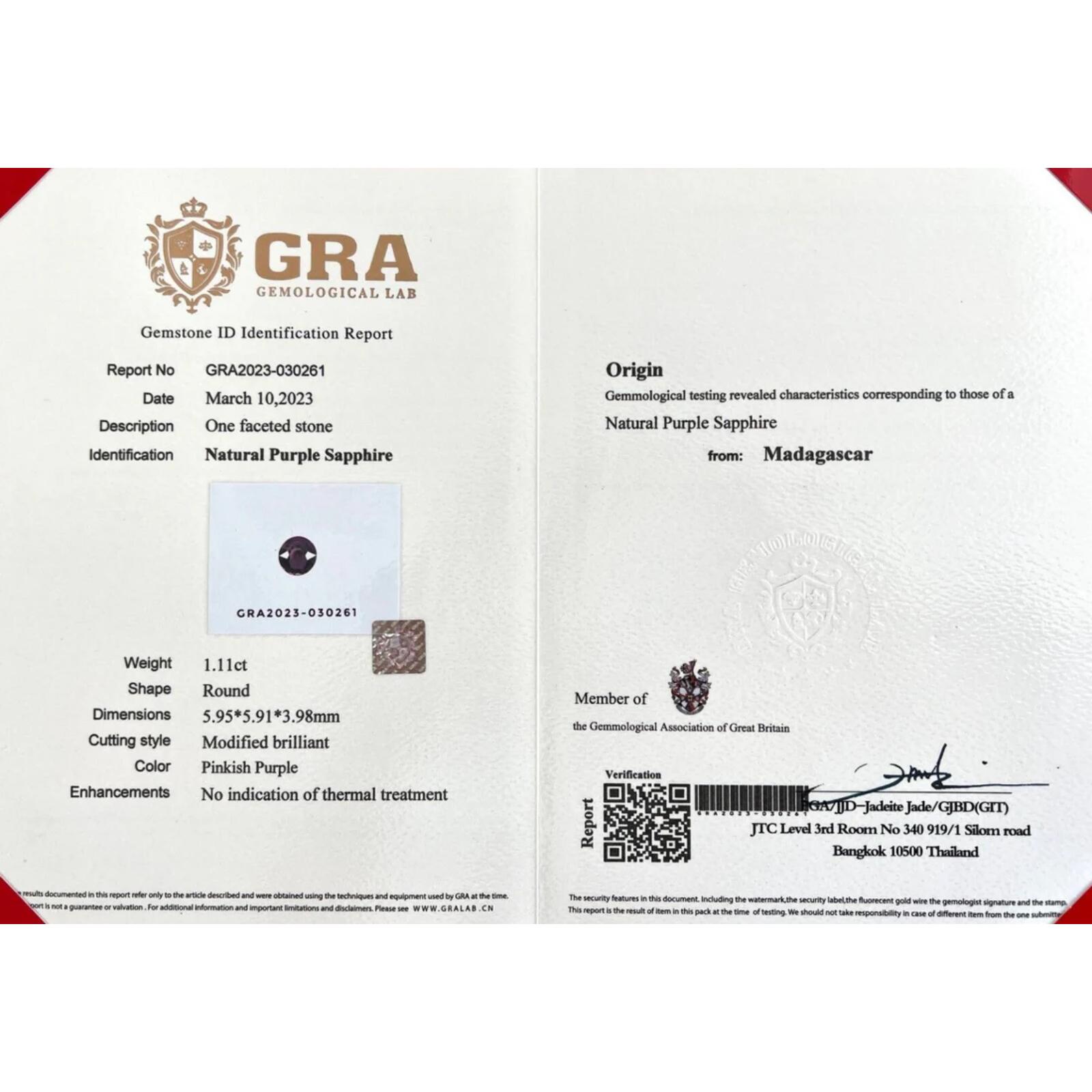 1.11ct Zafiro Lila Rosa Púrpura Gra Certificado Talla Redonda Sin Calor Gema Suelta 6mm

Gema natural de zafiro rosa lila púrpura sin tratar.
Zafiro de 1,11 quilates de un hermoso color rosa púrpura brillante 