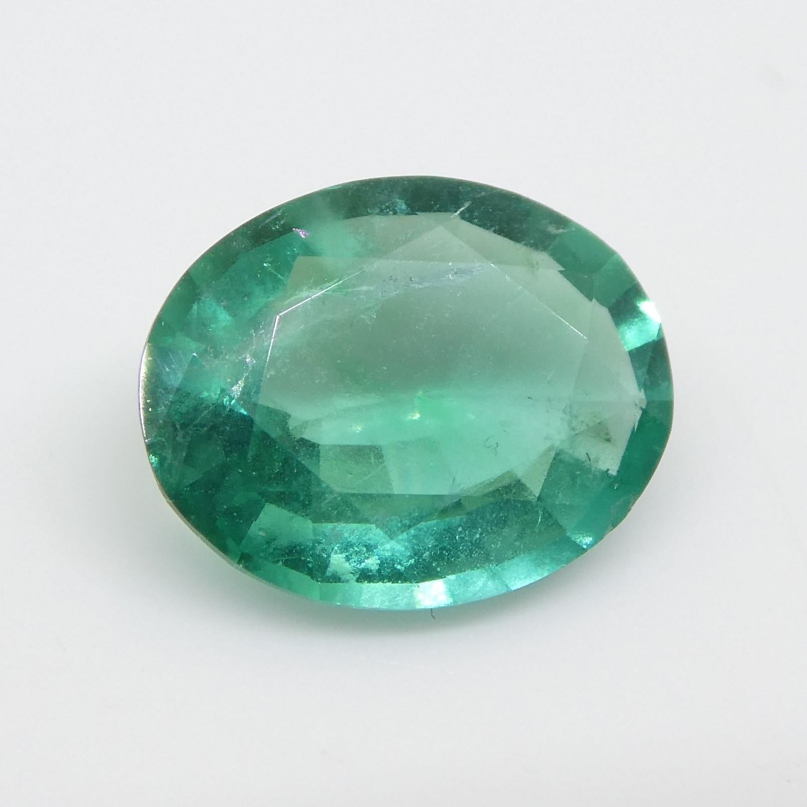 Women's or Men's 1.11ct Oval Green Emerald from Zambia For Sale