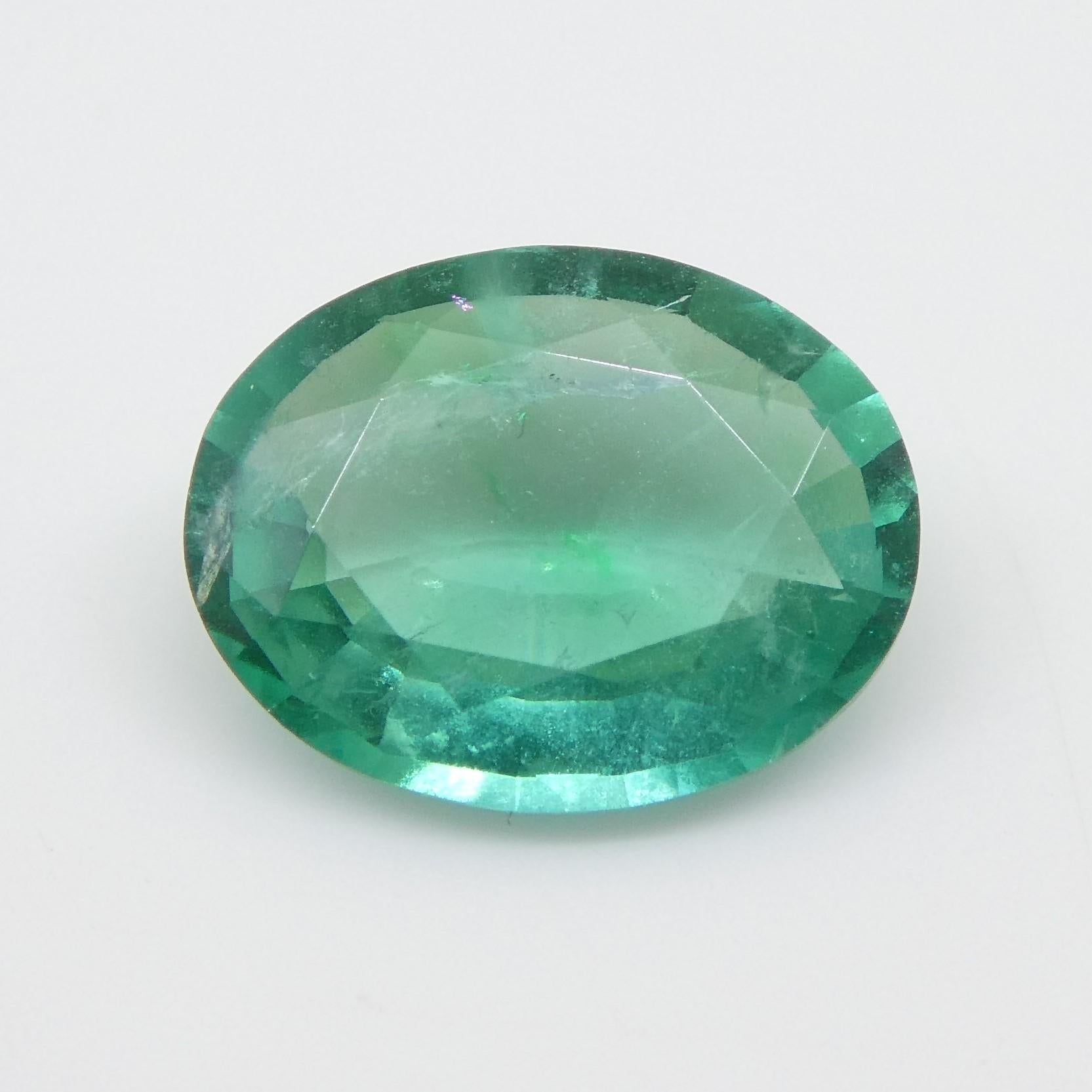 1.11ct Oval Green Emerald from Zambia For Sale 1