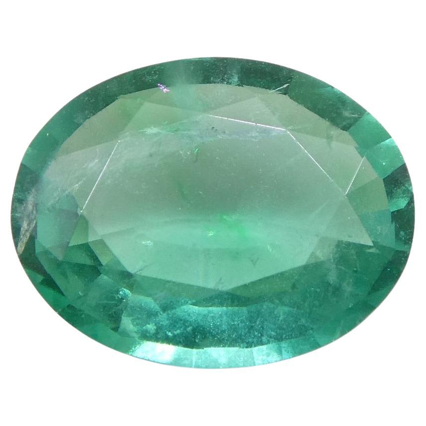 1.11ct Oval Green Emerald from Zambia For Sale