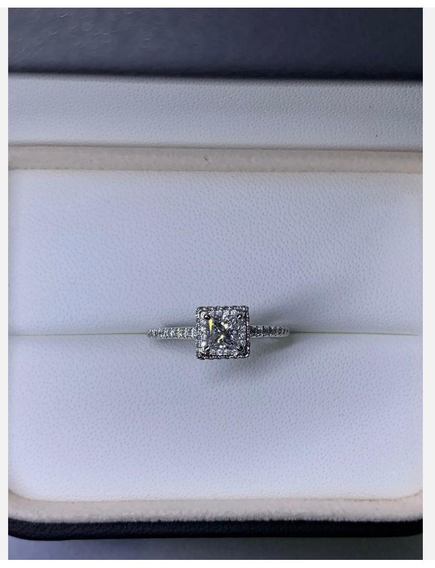 Modern 1.11ct Princess Diamond GIA Certified Solitaire Engagement Ring 18ct White Gold For Sale