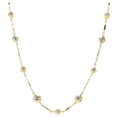 1.11tcw 14K Vintage Diamond by The Yard Gold Necklace Classic Diamond Riviera