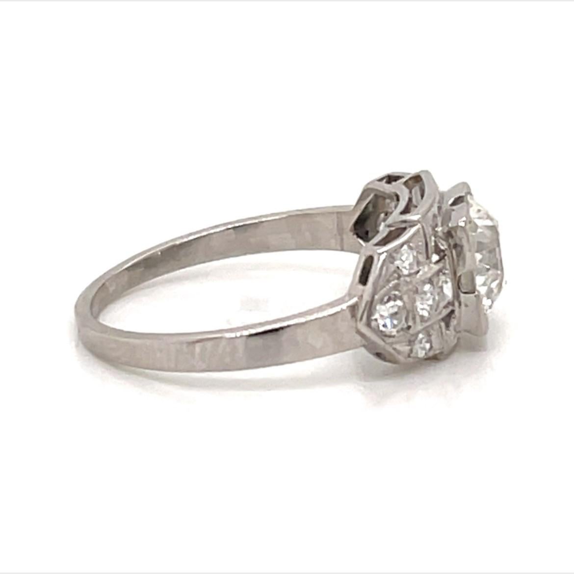 Old European Cut 1.11tcw Old European Diamond Engagement Ring in Platinum Setting For Sale