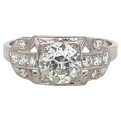 Antique 1.11tcw Old European Diamond Engagement Ring in Platinum Setting