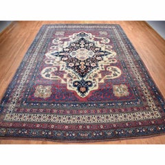11'1"x15'4" Red Antique Lavar Karman Medallion Wool Hand Knotted Oriental Rug