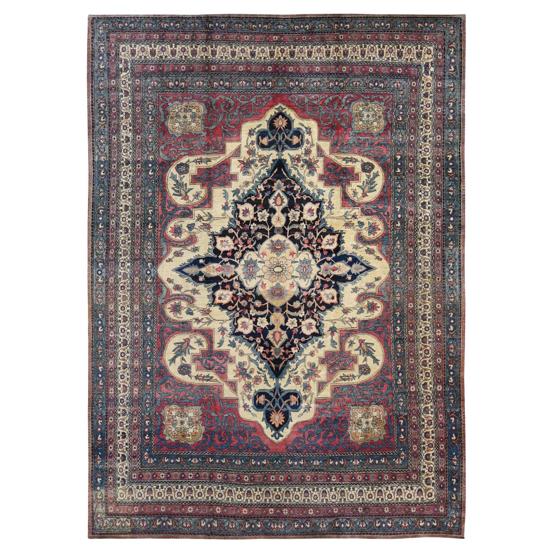 11'1"x15'4" Red Antique Lavar Kerman Medallion Wool Hand Knotted Oriental Rug