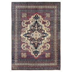 11'1"x15'4" Red Antique Lavar Kerman Medallion Wool Hand Knotted Oriental Rug