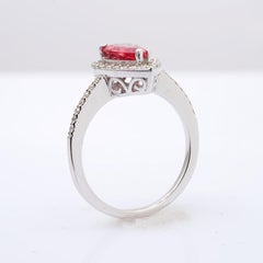 Natural Neon Tanzanian Spinel 1.12 carats set in 14K White Gold Ring w Diamonds