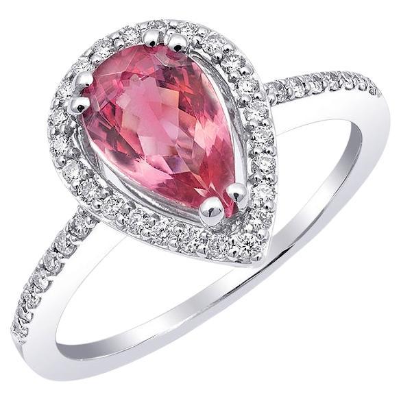1.12 Сarats Neon Tanzanian Spinel Diamonds set in 14K White Gold Ring For Sale