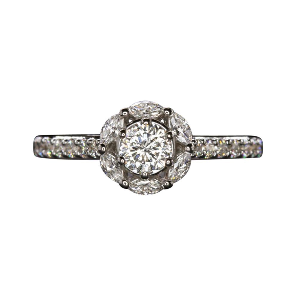 1.12 Carat Celebrity Cut Diamond Marquise Halo Radiant Engagement Ring