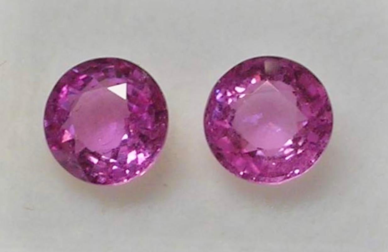 Women's or Men's 1.12 Carat Ceylon Pink Sapphire Stud Earrings Gold or Platinum