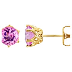 1.12 Carat Ceylon Pink Sapphire Stud Earrings Platinum / Gold