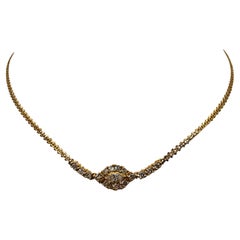 1.12 Carat Marquise Diamond Cluster Choker Necklace in Yellow Gold