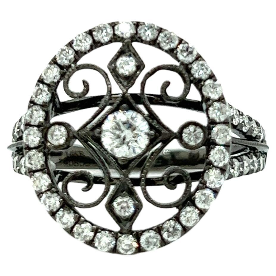 1.12 Carat Diamond Filagree Ring For Sale