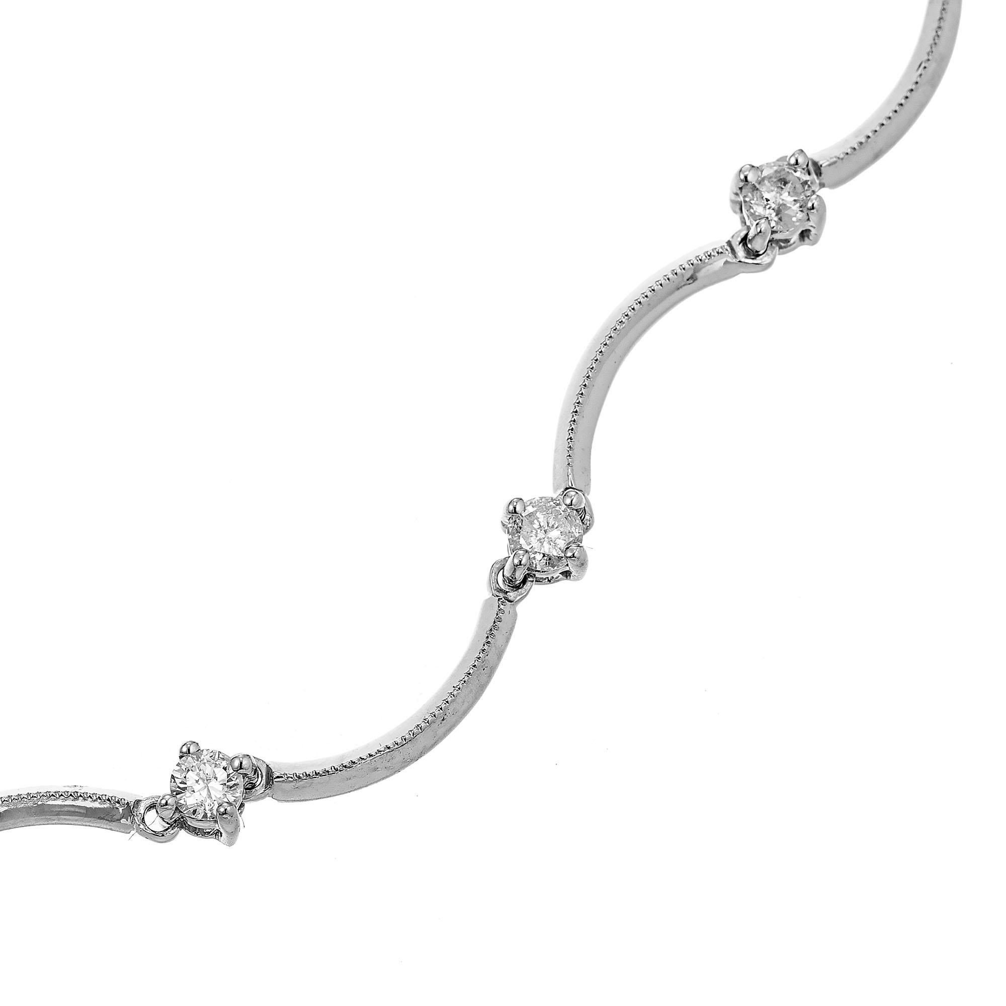 1.12 Carat Diamond Gold Swirl Hinged Link Necklace For Sale 1