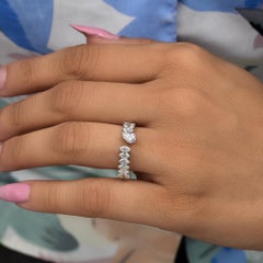 1.12 Carat Diamond Open Band Stackable Ring 14k Solid White Gold