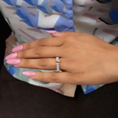 1.12 Carat Diamond Open Band Stackable Ring 18k Solid White Gold