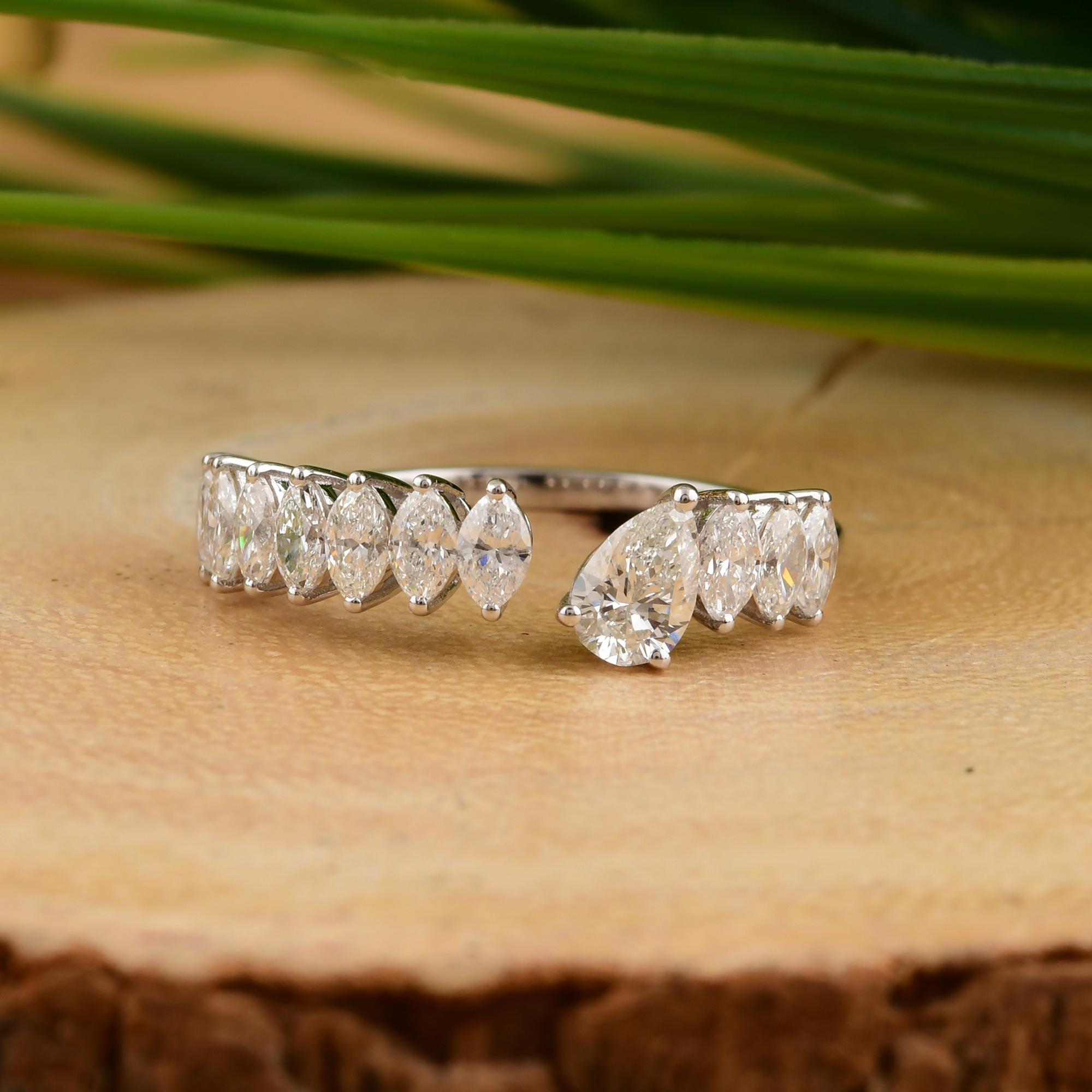 in vendita:  Anello impilabile a fascia aperta con diamante da 1,12 carati in oro bianco massiccio 18k 3