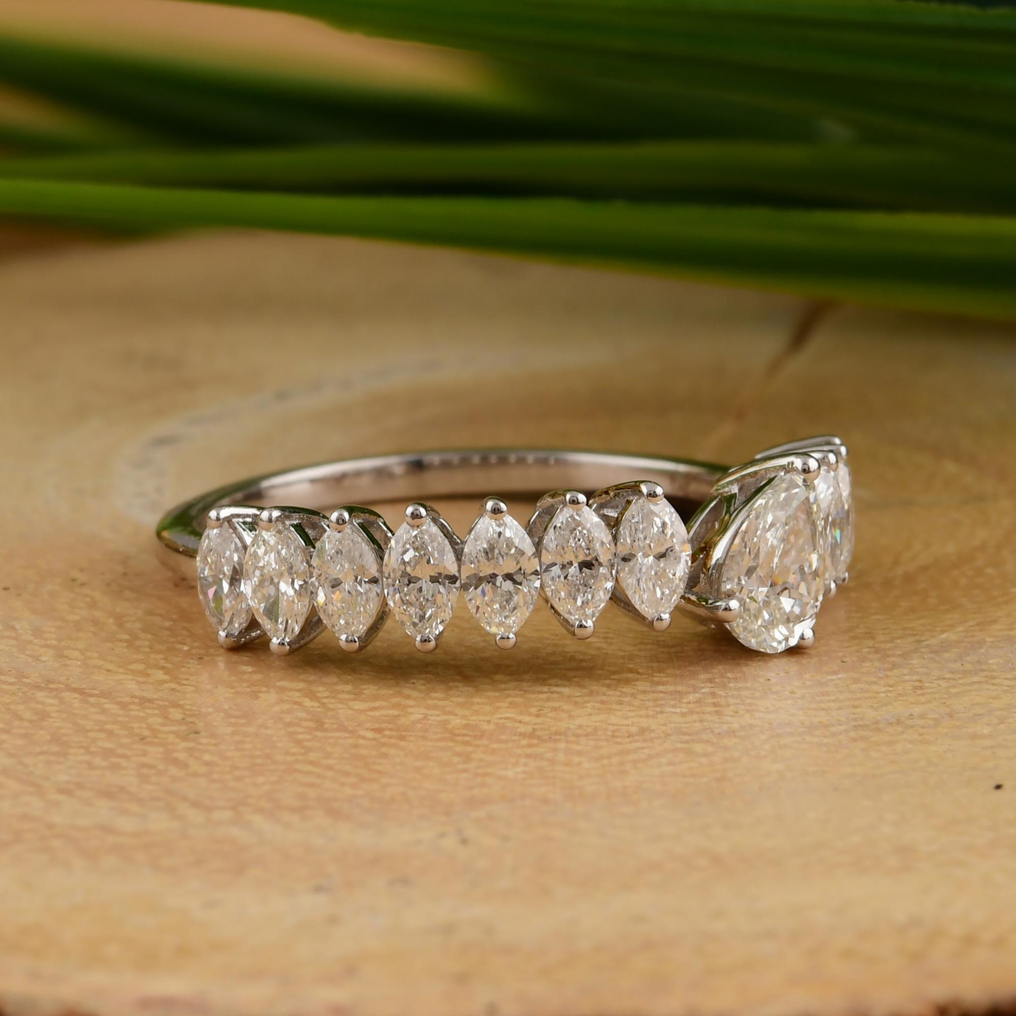 in vendita:  Anello impilabile a fascia aperta con diamante da 1,12 carati in oro bianco massiccio 18k 5