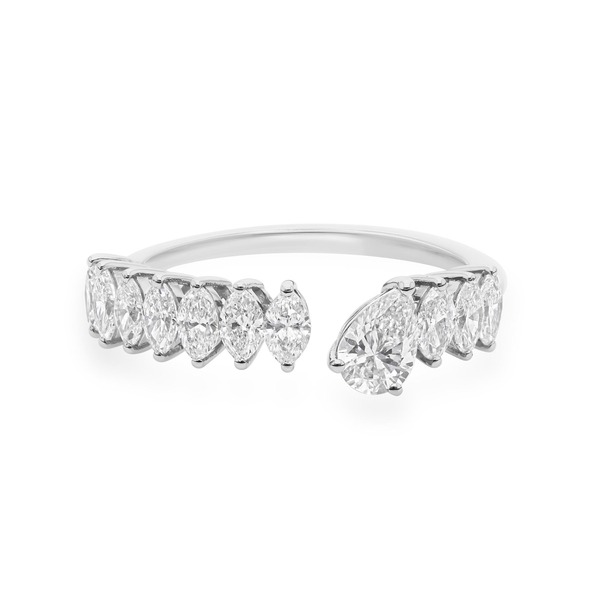 in vendita:  Anello impilabile a fascia aperta con diamante da 1,12 carati in oro bianco massiccio 18k 7