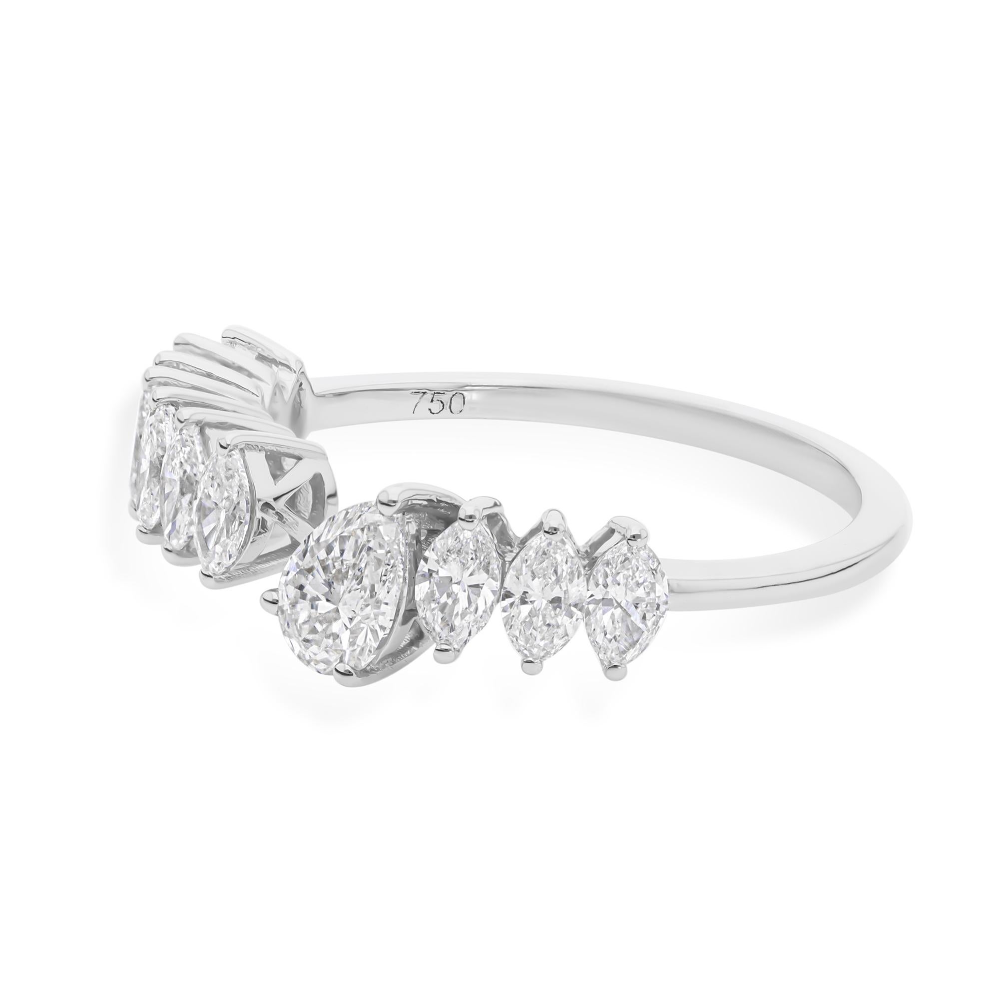 in vendita:  Anello impilabile a fascia aperta con diamante da 1,12 carati in oro bianco massiccio 18k 8