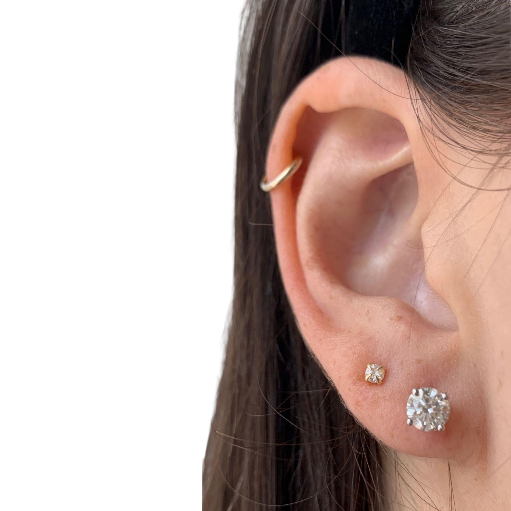 Women's or Men's 1.12 Carat Diamond Stud Earrings