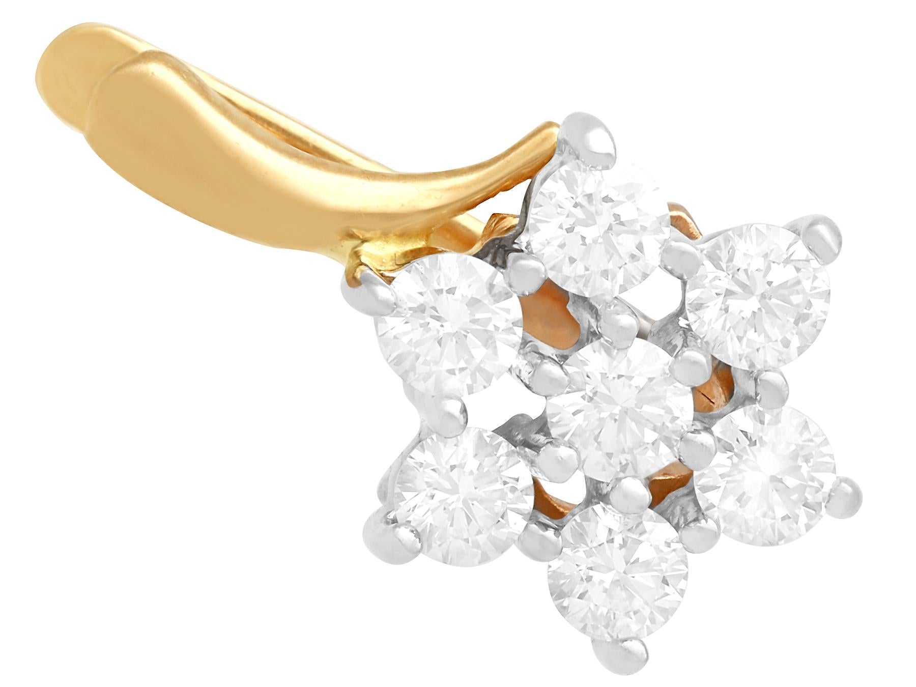 1,12 Karat Diamant-Ohrringe aus Gelbgold (Rundschliff) im Angebot