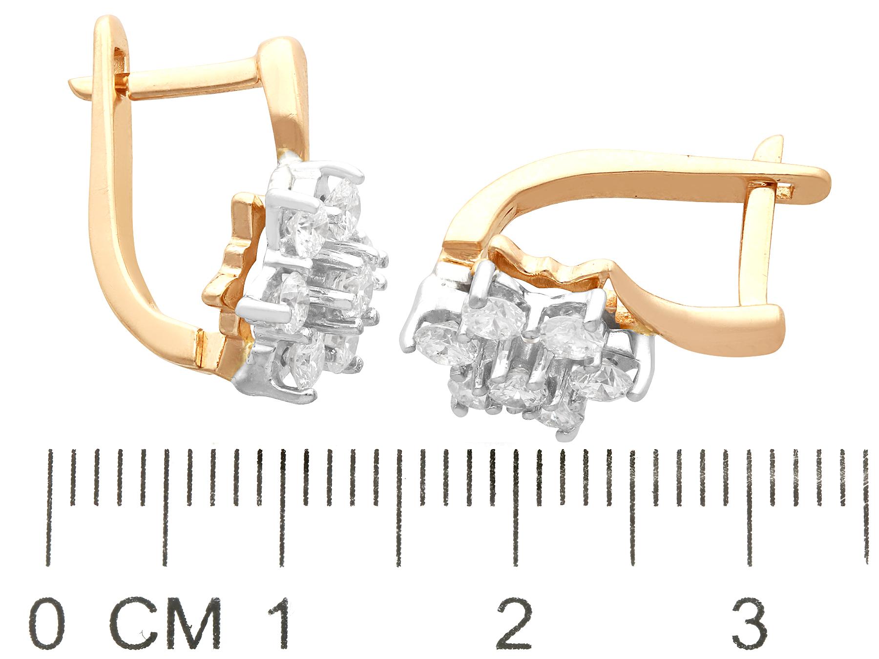 1.12 Carat Diamond Yellow Gold Earrings For Sale 2