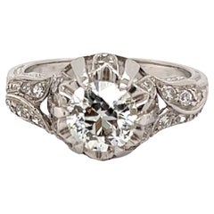 Vintage 1.12 Carat GIA Diamond Solitaire Art Deco Platinum Ring Estate Fine Jewelry