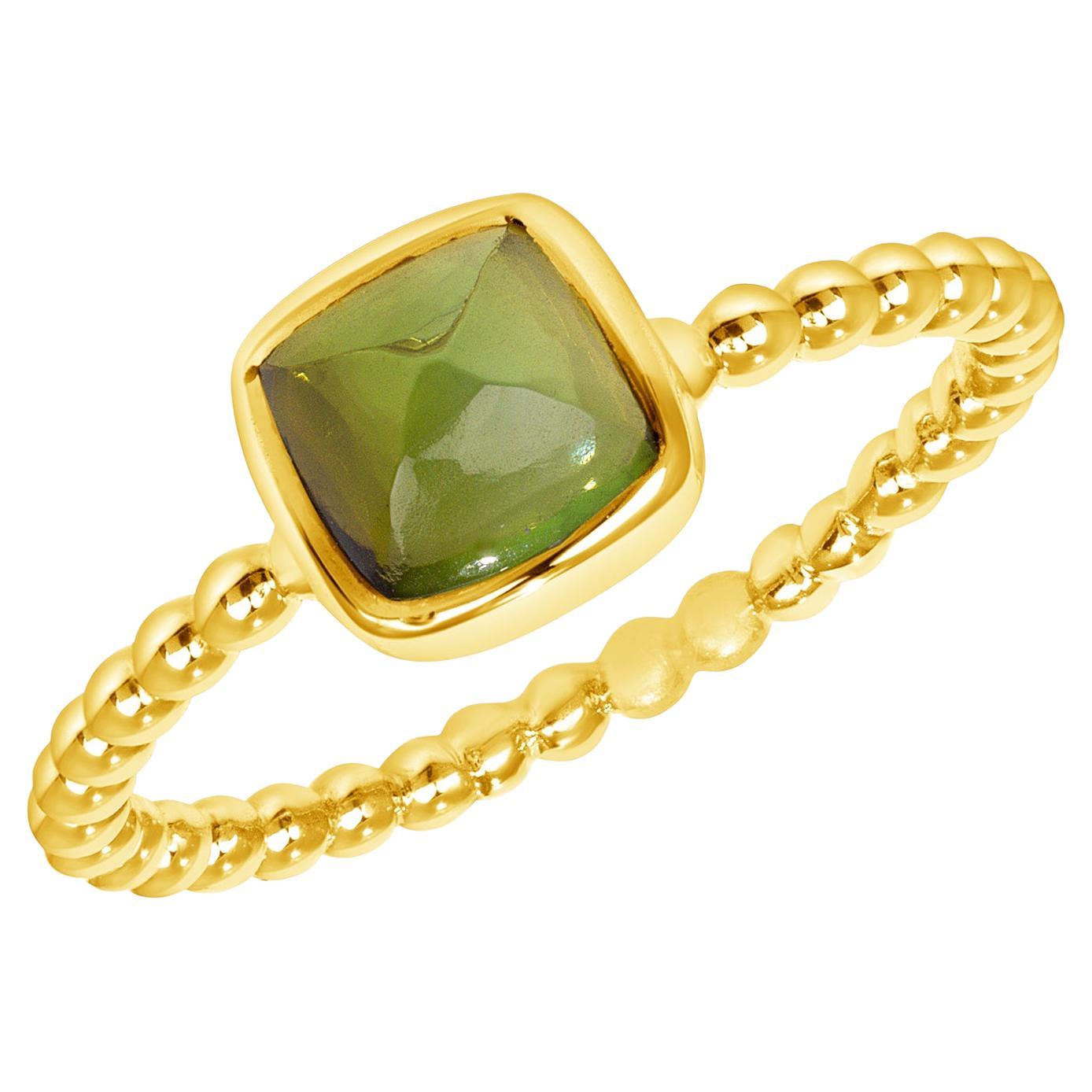 1.12 Carat Green Sugarloaf Tourmaline in Yellow Gold, in Stock For Sale