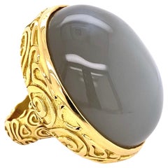 112 Carat Moonstone Misahara Gold Ring Estate Fine Jewelry