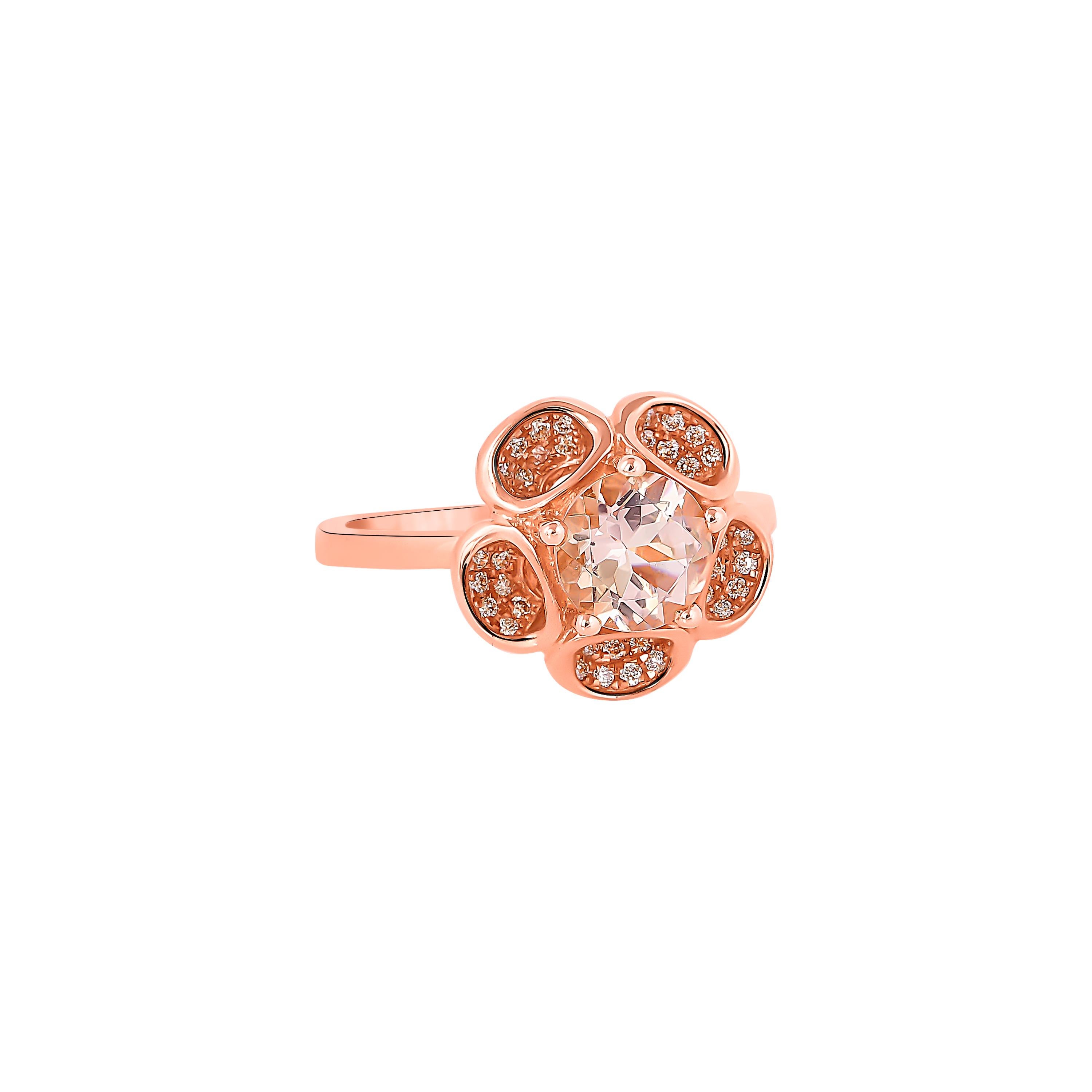 This collection features an array of magnificent morganites! Accented with Diamond these rings are made in rose gold and present a classic yet elegant look. 

Classic morganite ring in 18K Rose gold with Diamond. 

Morganite: 1.12 carat, 7.00mm