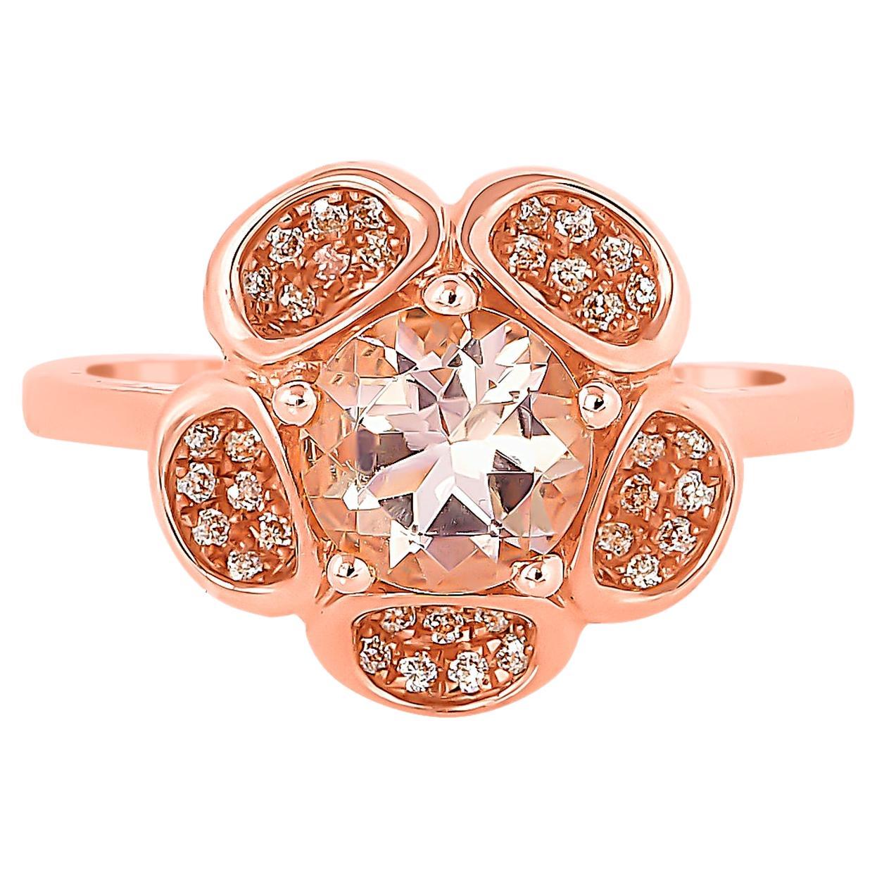 1.12 Carat Morganite and Diamond Ring in 18 Karat Rose Gold