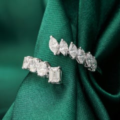 18k White Gold 1ct Diamond Bypass Engagement Ring, HRD Certified