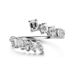 18k White Gold 1ct Diamond Bypass Engagement Ring, HRD Certified