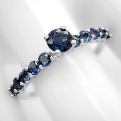 1.12 Carat Natural Blue Sapphire Ring 14kt White Gold