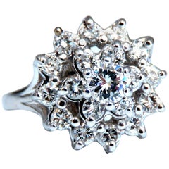 1.12 Carat Natural Diamonds Raised Cluster Ring 14 Karat*