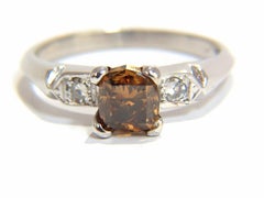 1,12 Karat natürlicher, leuchtend orange-brauner Diamantring Platin VS*