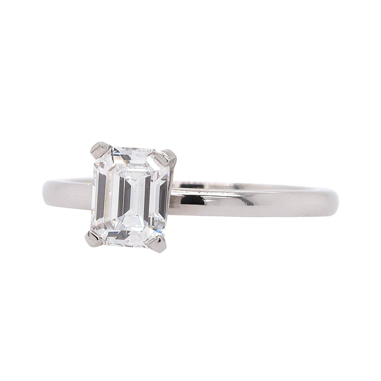 1.12 Carat Natural GIA Emerald Cut Diamond Engagement Ring In New Condition For Sale In Boca Raton, FL