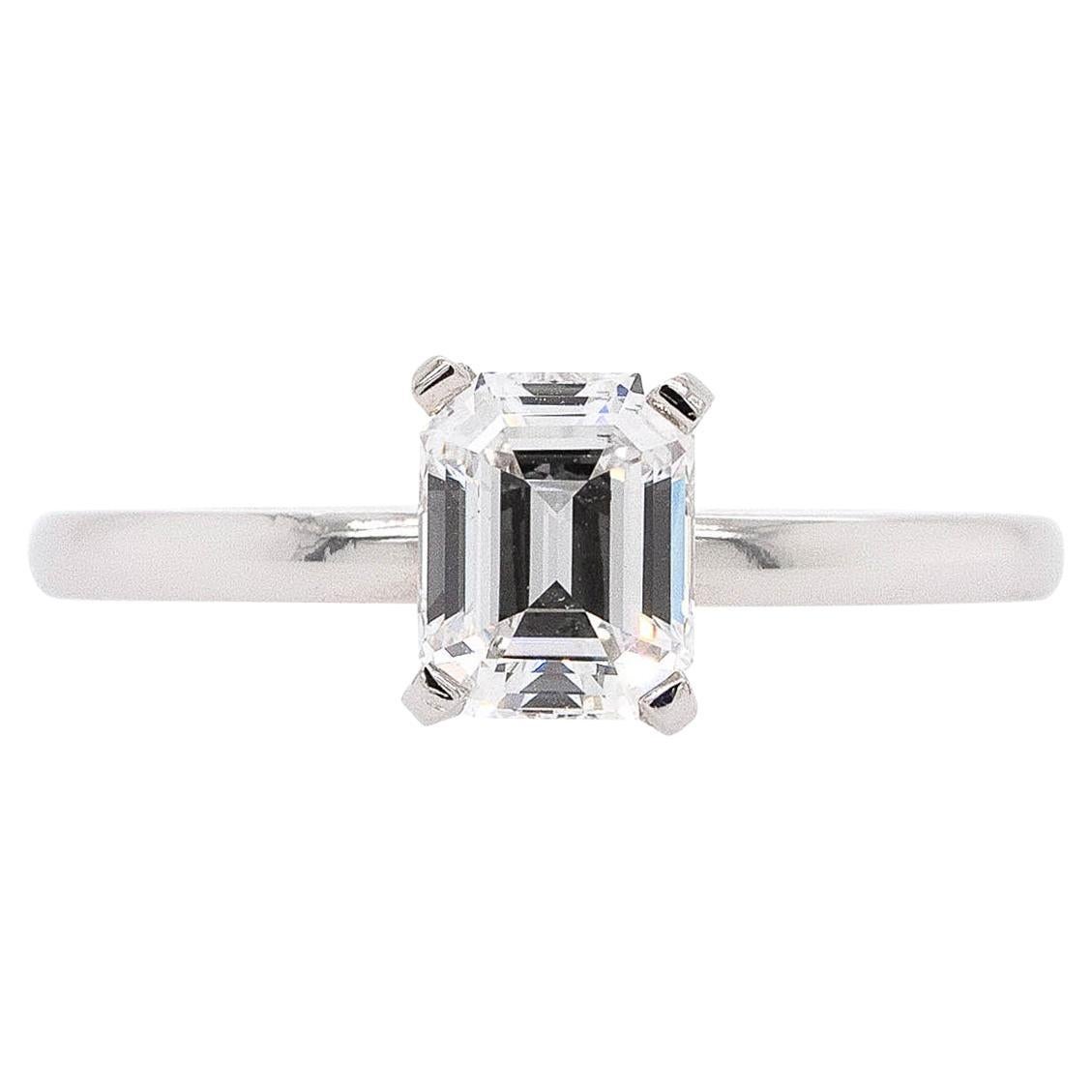 1.12 Carat Natural GIA Emerald Cut Diamond Engagement Ring