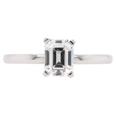 1.12 Carat Natural GIA Emerald Cut Diamond Engagement Ring