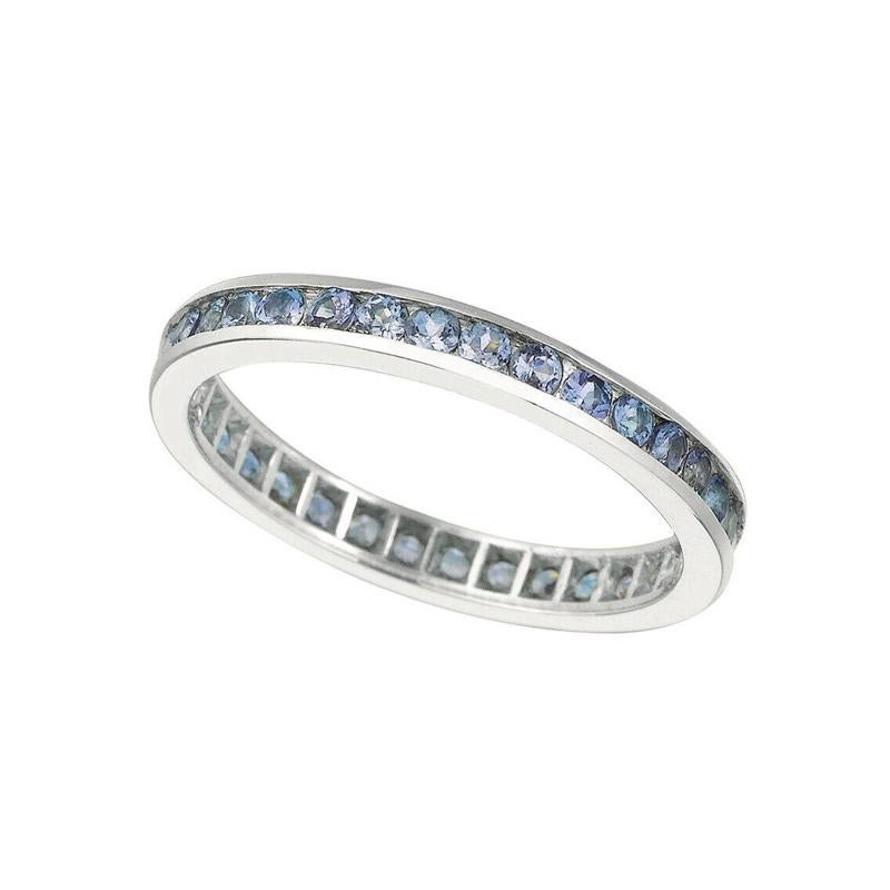 For Sale:  1.12 Carat Natural Tanzanite Eternity Ring Band 14K White Gold
