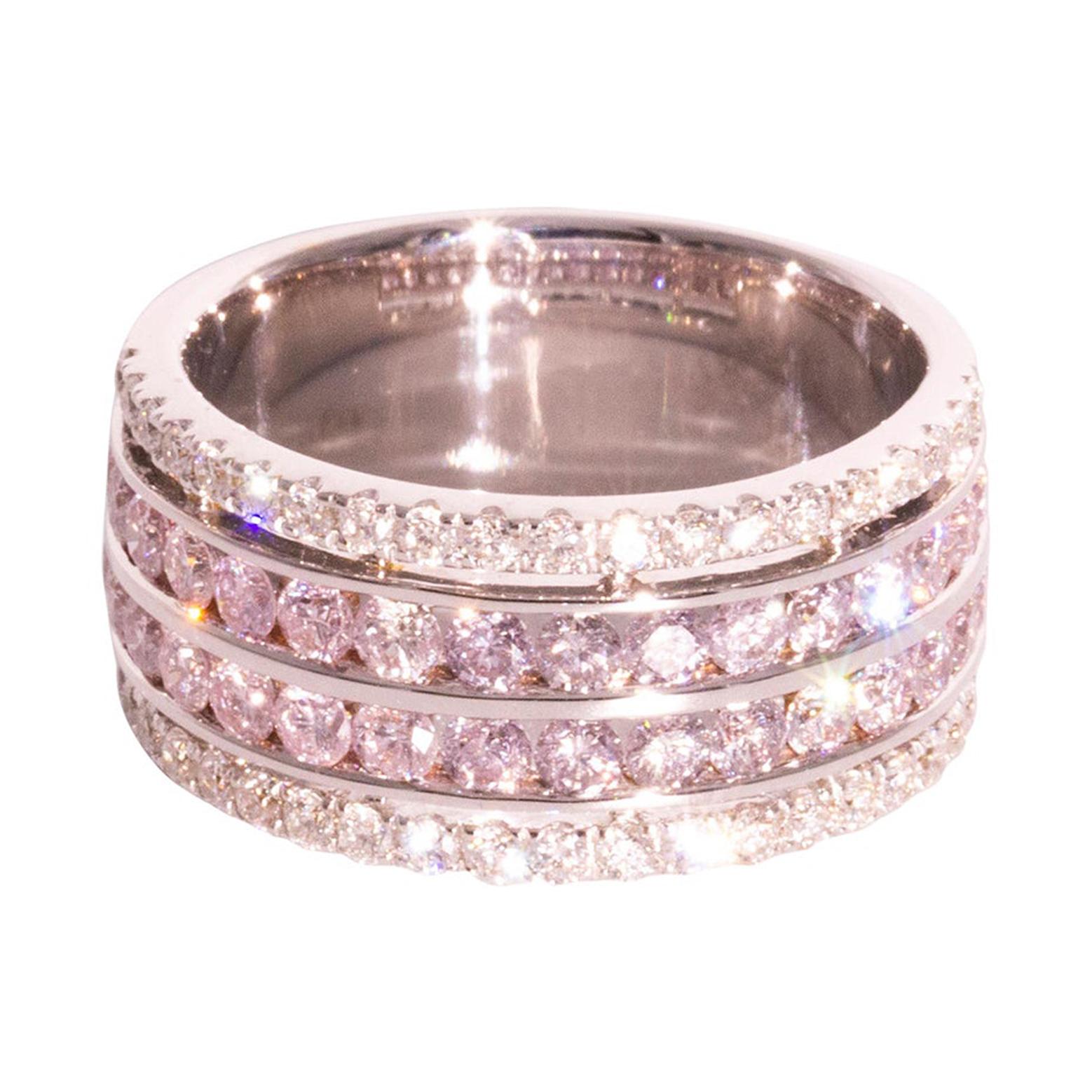 1.12 Carat Pink Diamonds and 0.40 Carat White Diamonds 18 Carat White Gold Ring