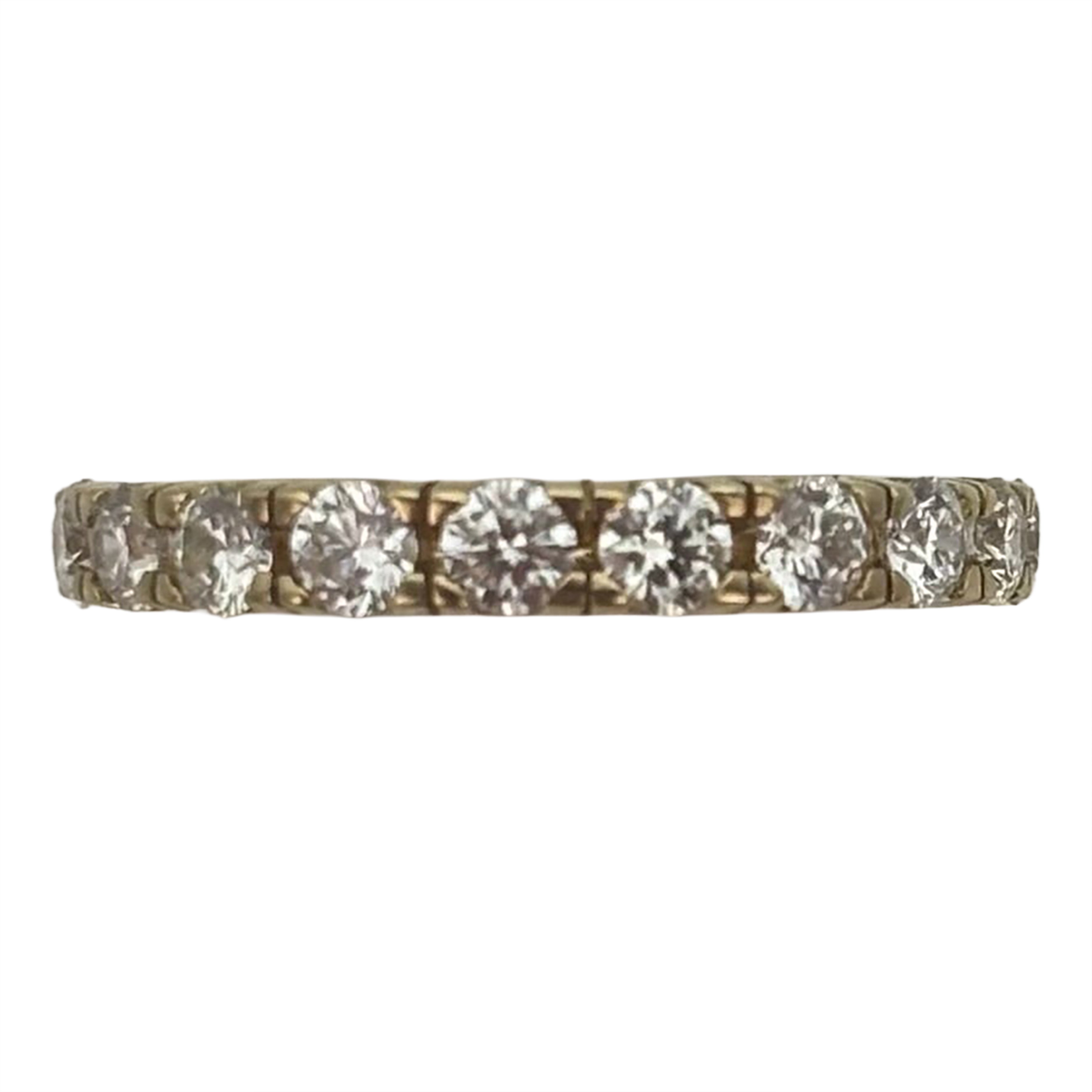 1.12 Carat Round Brilliant Diamond 11-Stone Half-Eternity Band 18K Yellow Gold