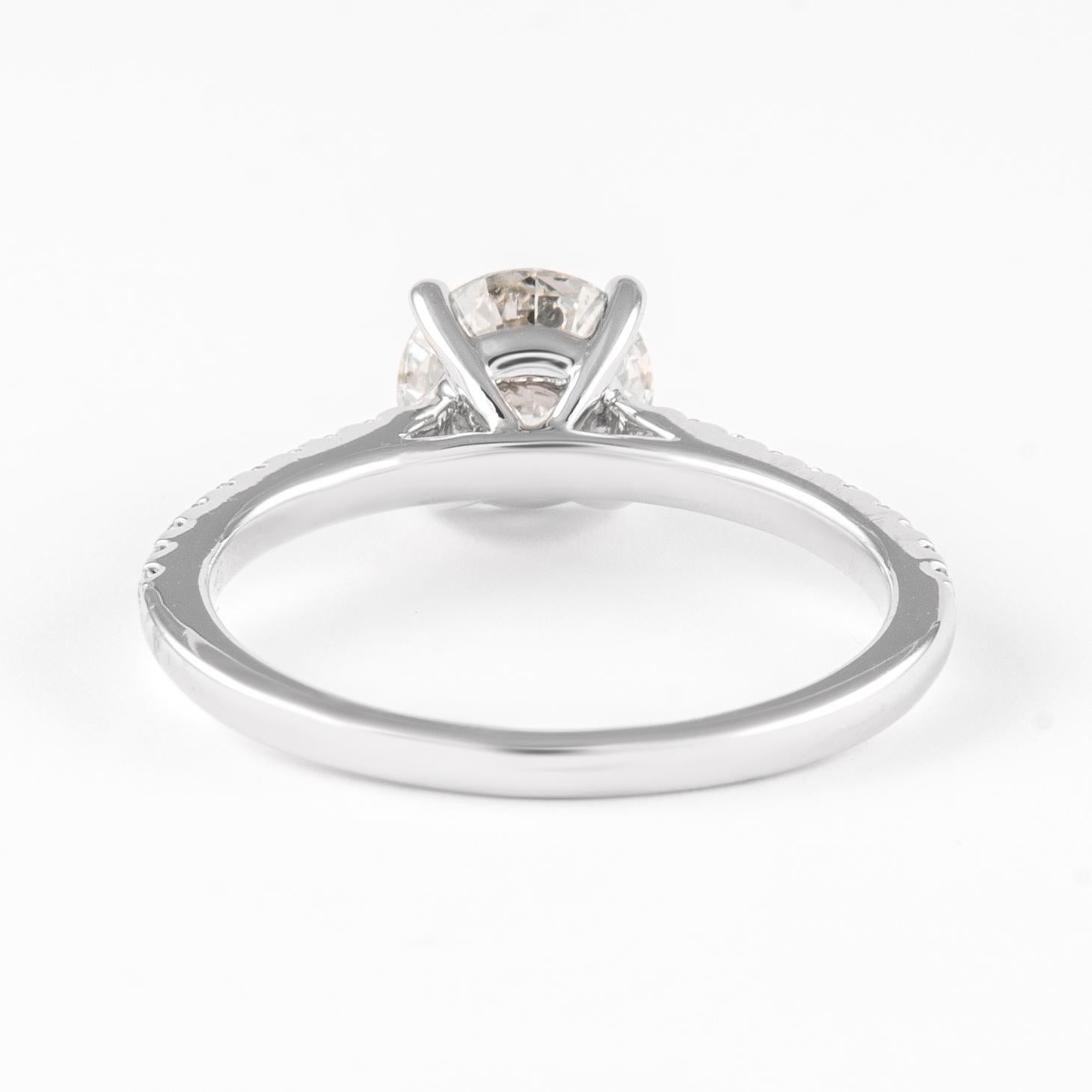Contemporary 1.12 Carat Round Brilliant Diamond Engagement Ring 18 Karat White Gold For Sale