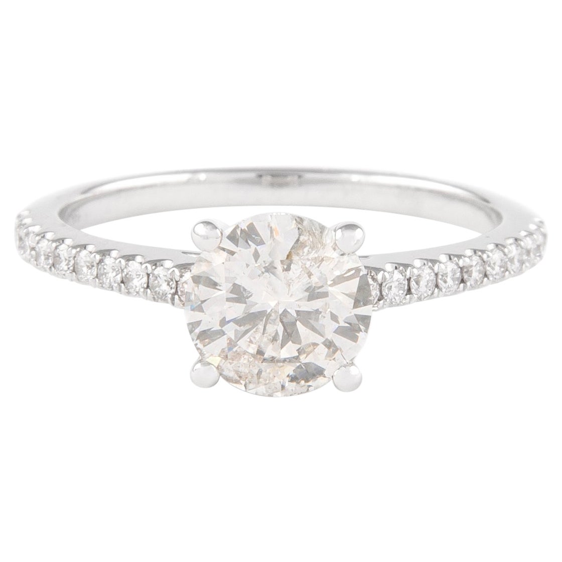 Bague de fiançailles en or blanc 18 carats avec diamants ronds brillants de 1,12 carat