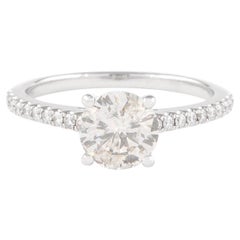 Bague de fiançailles en or blanc 18 carats avec diamants ronds brillants de 1,12 carat