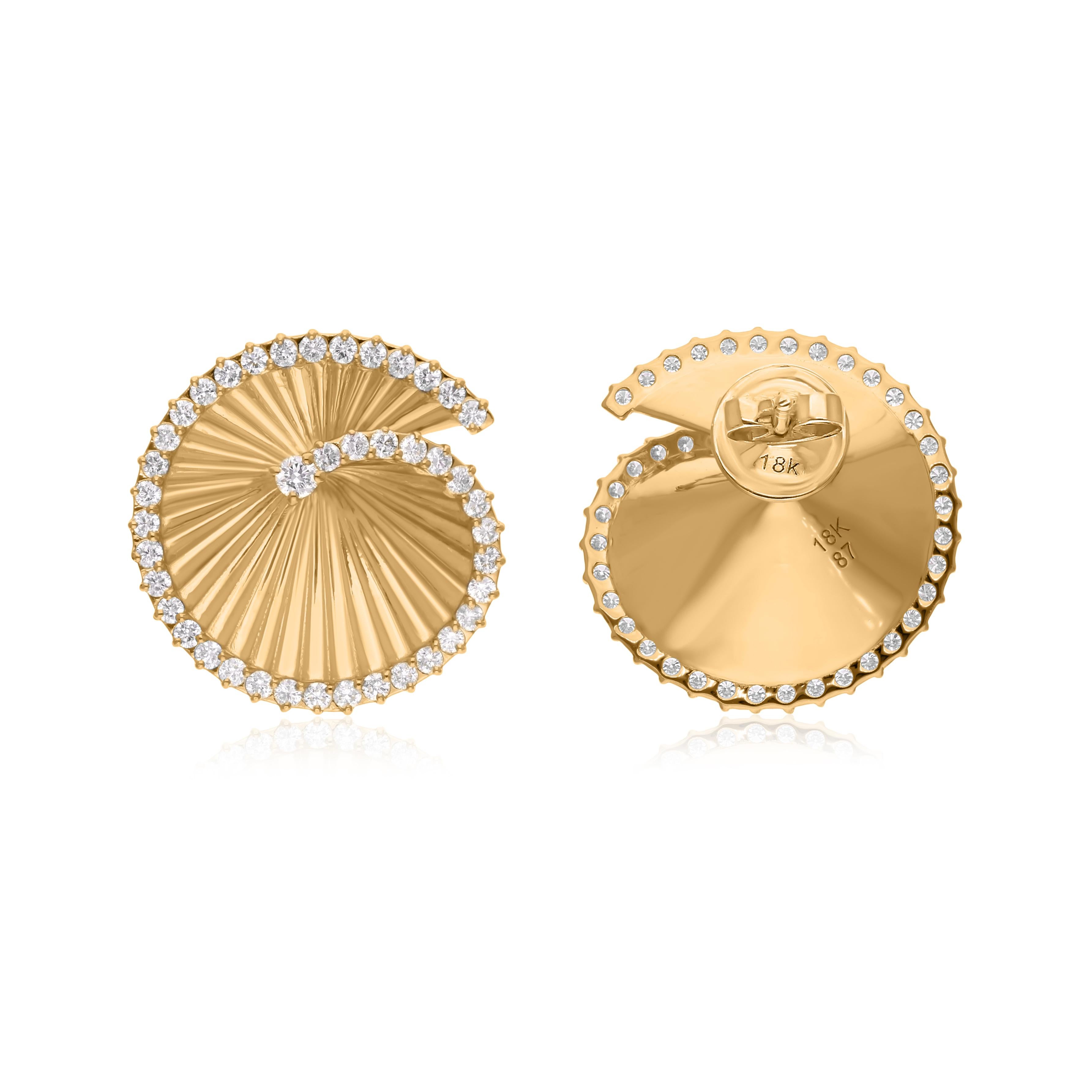 Cast from 18-karat gold, these exquisite earrings are handset with 1.12 carats of sparkling diamonds.

FOLLOW SPECTRUM JEWELS storefront to view the latest collection & exclusive pieces. Spectrum Jewels is proudly rated as a Top Seller on 1stdibs